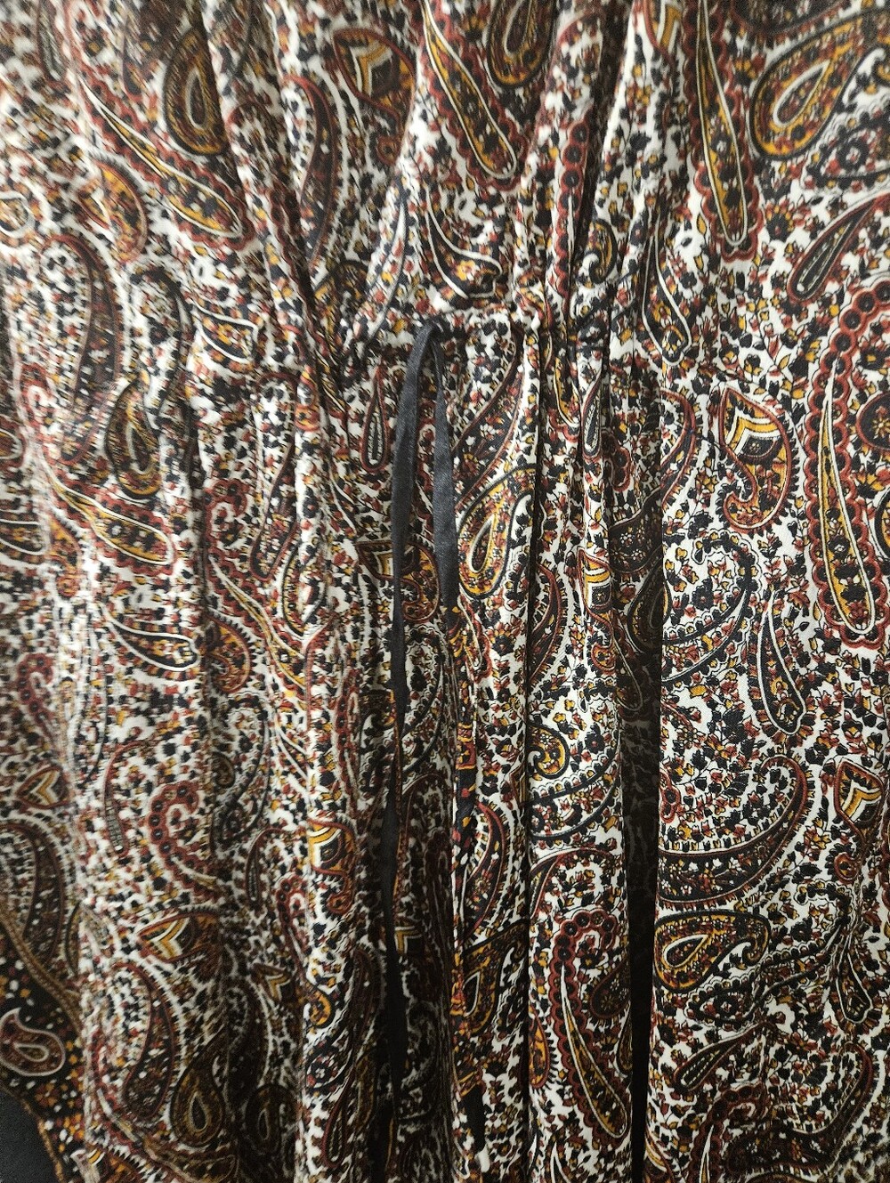 Boho Paisley Print Maxi Kaftan Dress V-Neck Drawstring One Size Viscose India - Picture 4 of 6